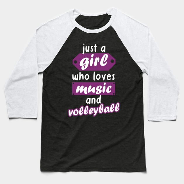 Music and volleyball women girls gift Baseball T-Shirt by FindYourFavouriteDesign